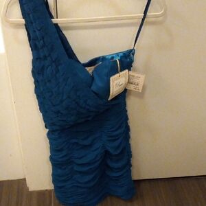 Teal Textured Sleeveless Dress